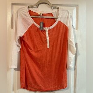 Wet Seal Orange and White Long Sleeve Tee